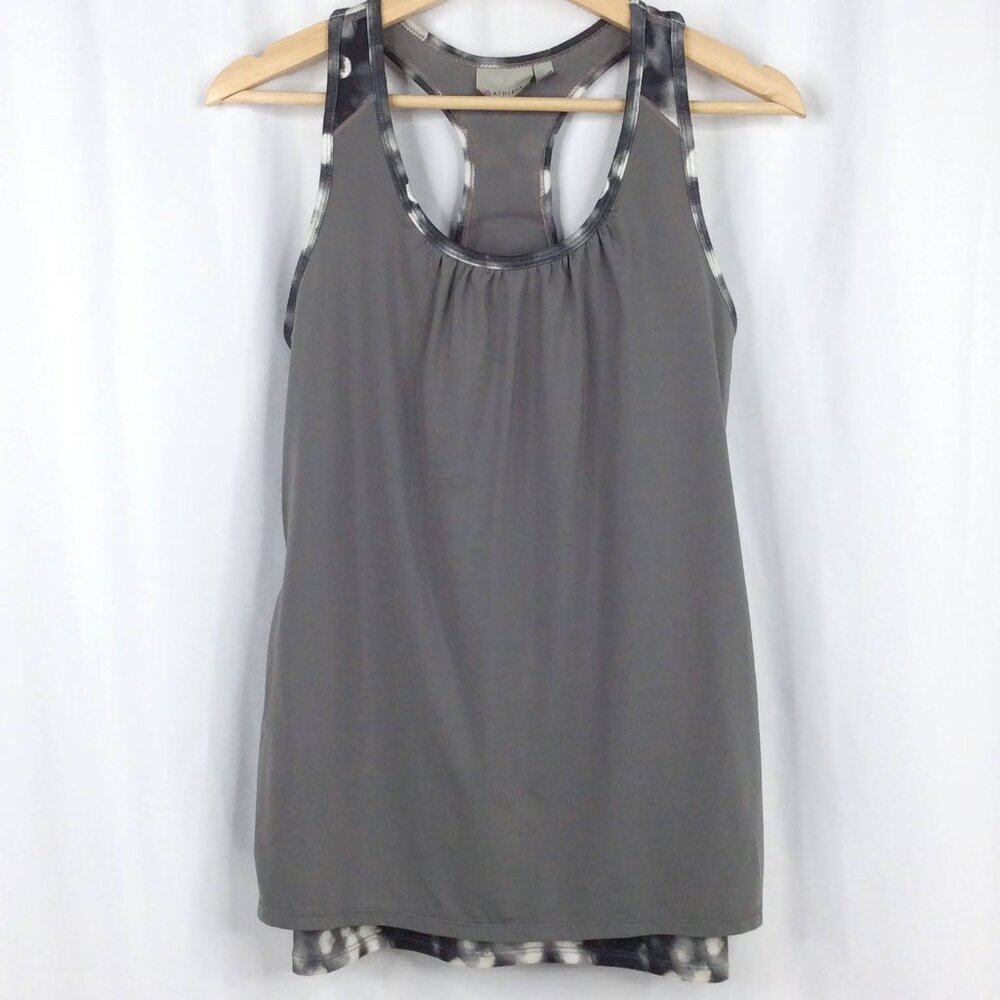 Athleta Royal Pigeon Tank Top Womens Size Medium Racerback Build in Bra Ruched - Picture 3 of 8